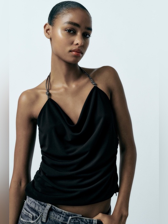 Zara Tops - ZARA Jewel Strap Draped Top